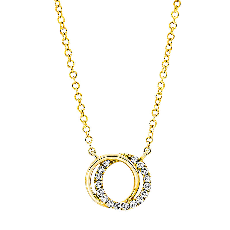 Collier 14 kt GG, 17 Brill. 0,08 ct, W-vsi