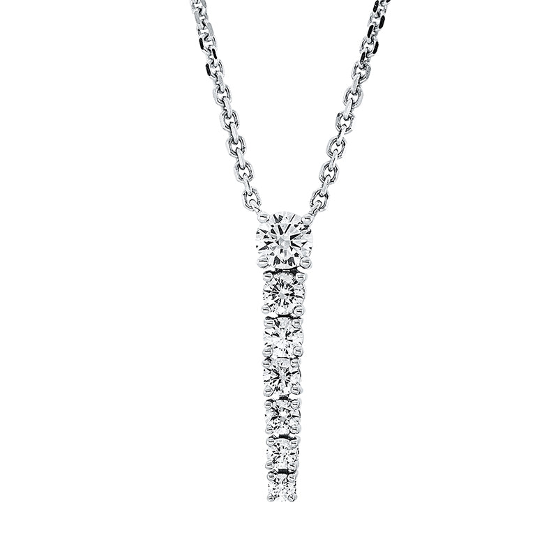 Collier 14 kt WG, mit ZÖ 40 cm + 43 cm, 7 Brill. 0,60 ct, W-vsi