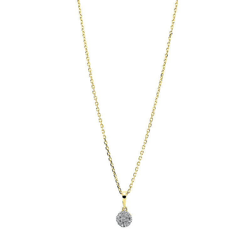 Collier 18 kt GG, Fassung rhodiniert, 19 Dia. 0,04 ct, W-pi