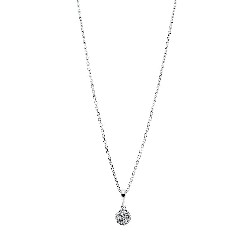 Collier 18 kt WG, mit Öse, 19 Dia. 0,04 ct, W-pi