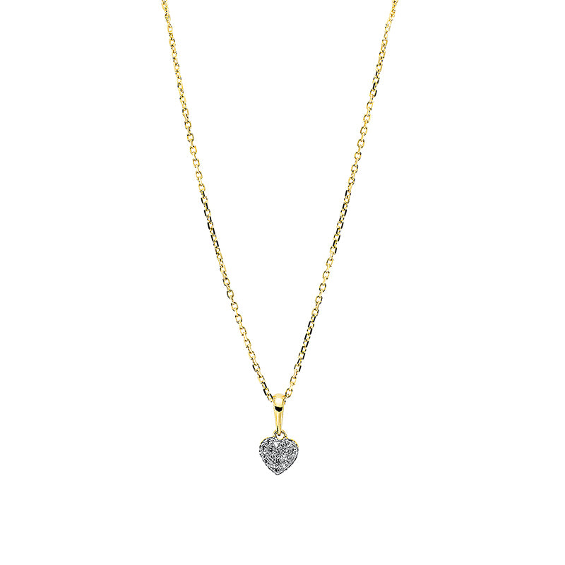Collier 18 kt GG, Fassung rhodiniert, 19 Dia. 0,04 ct, W-pi