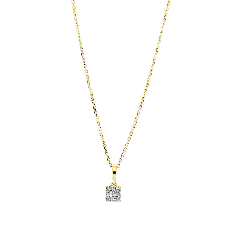 Collier 18 kt GG, Fassung rhodiniert, 16 Dia. 0,03 ct, W-pi