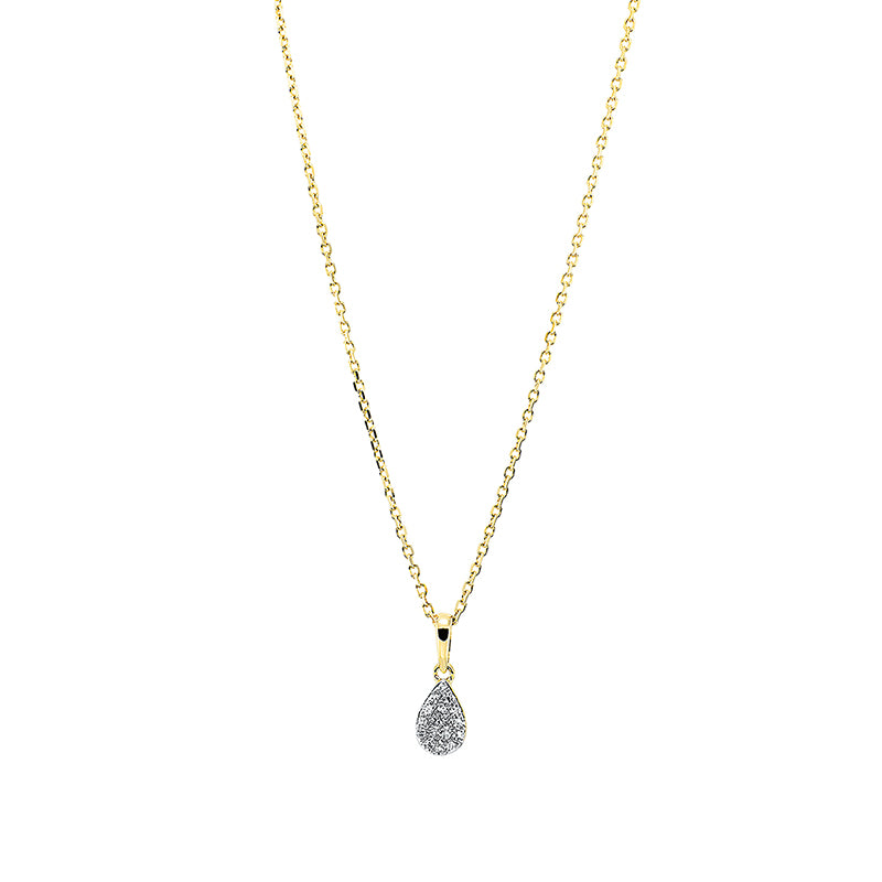 Collier 18 kt GG, Fassung rhodiniert, 17 Dia. 0,05 ct, W-pi