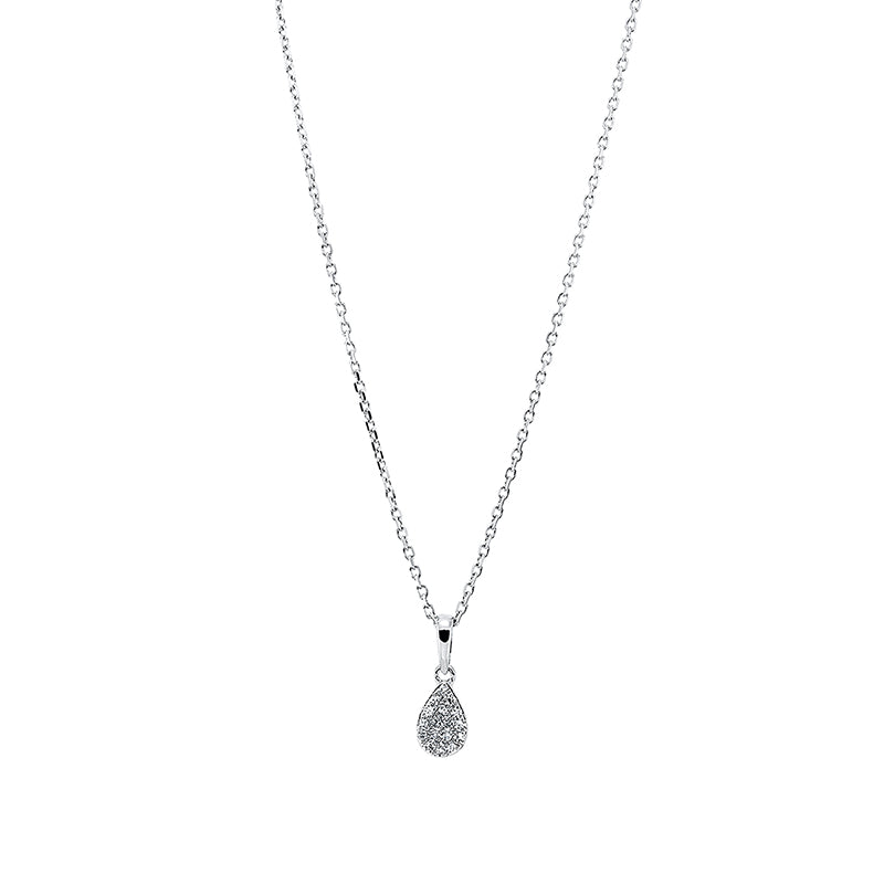 Collier 18 kt WG, mit Öse, 17 Dia. 0,05 ct, W-pi