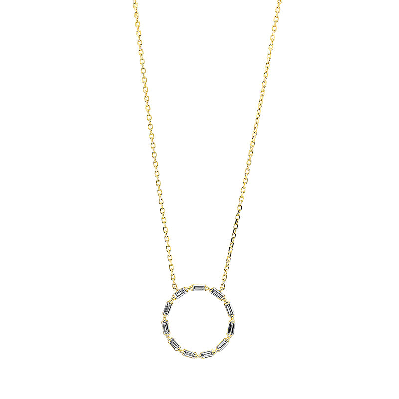 Collier 18 kt GG, mit ZÖ 40 cm + 43 cm, 11 Bag. 0,44 ct, TW-si