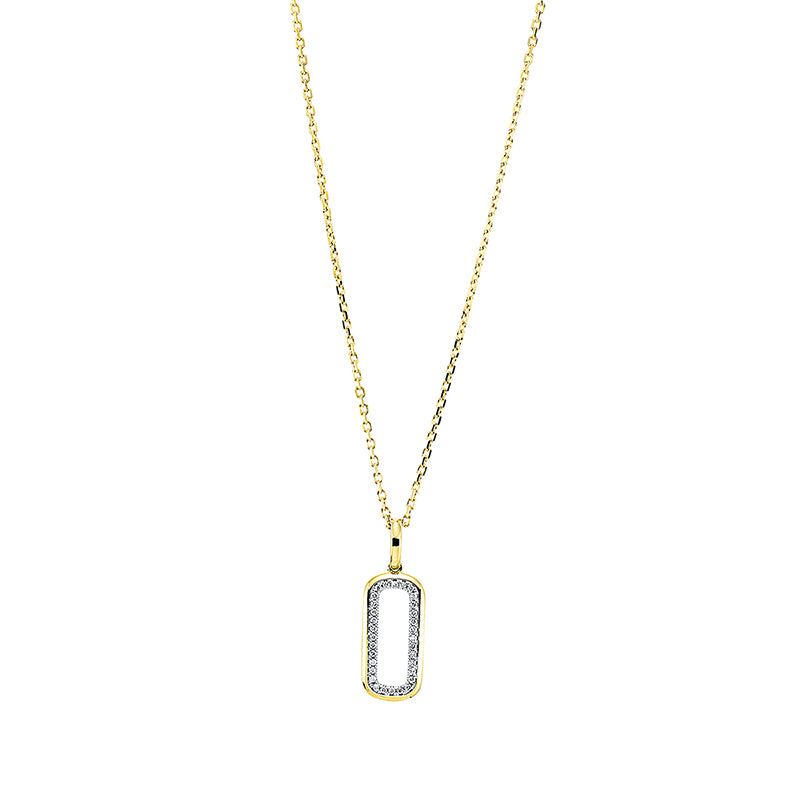 Collier 18 kt GG, Fassung rhodiniert, 32 Brill. 0,09 ct, TW-si