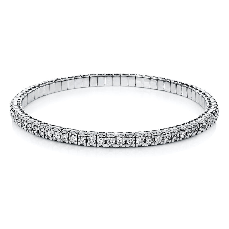 Armband 18 kt WG, Flex-Band, variabel, rhodinier, 70 Brill. 3,51 ct, TW-si