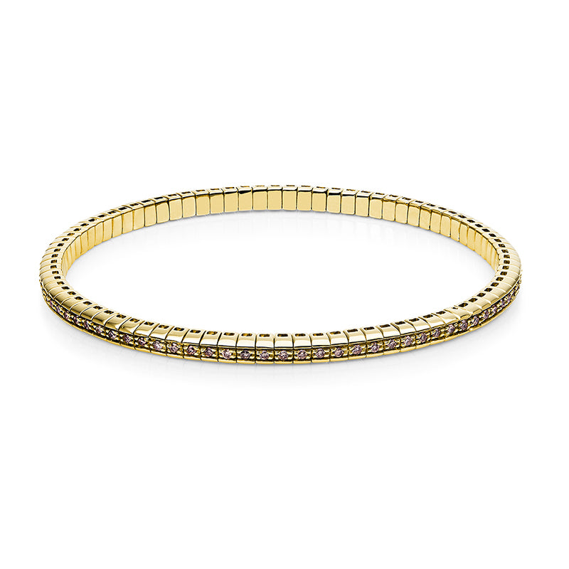 Armband 18 kt GG, Flex-Band, variabel, 86 Brill. 0,77 ct, braun