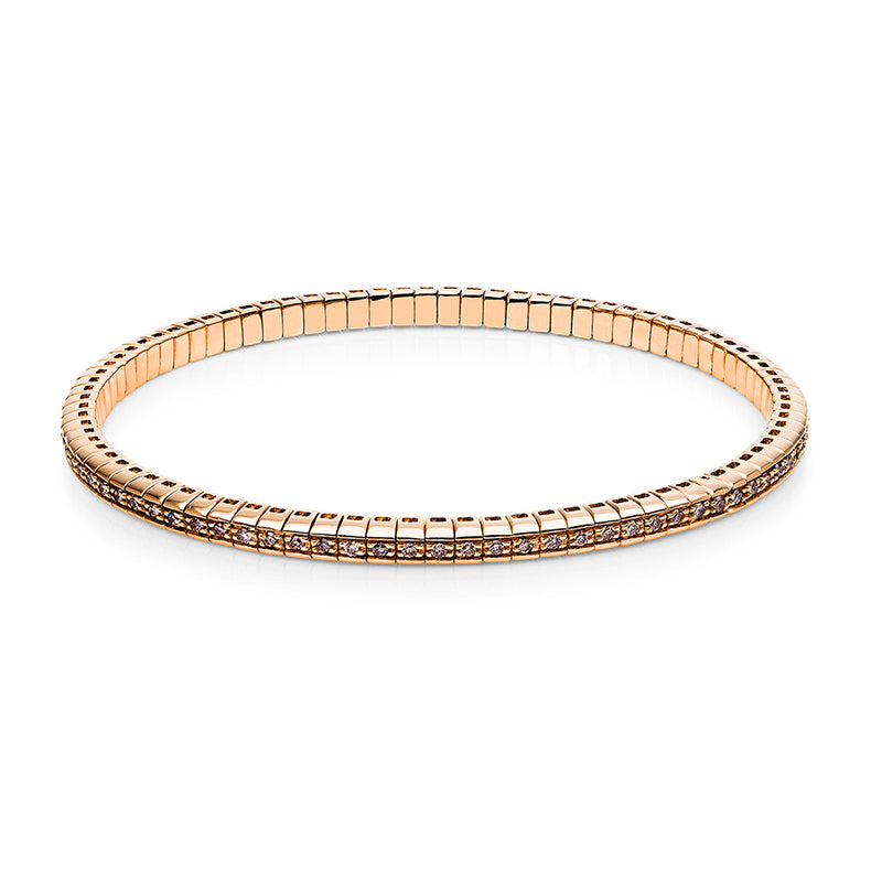 Armband 18 kt RG, Flex-Band, variabel, 86 Brill. 0,70 ct, braun
