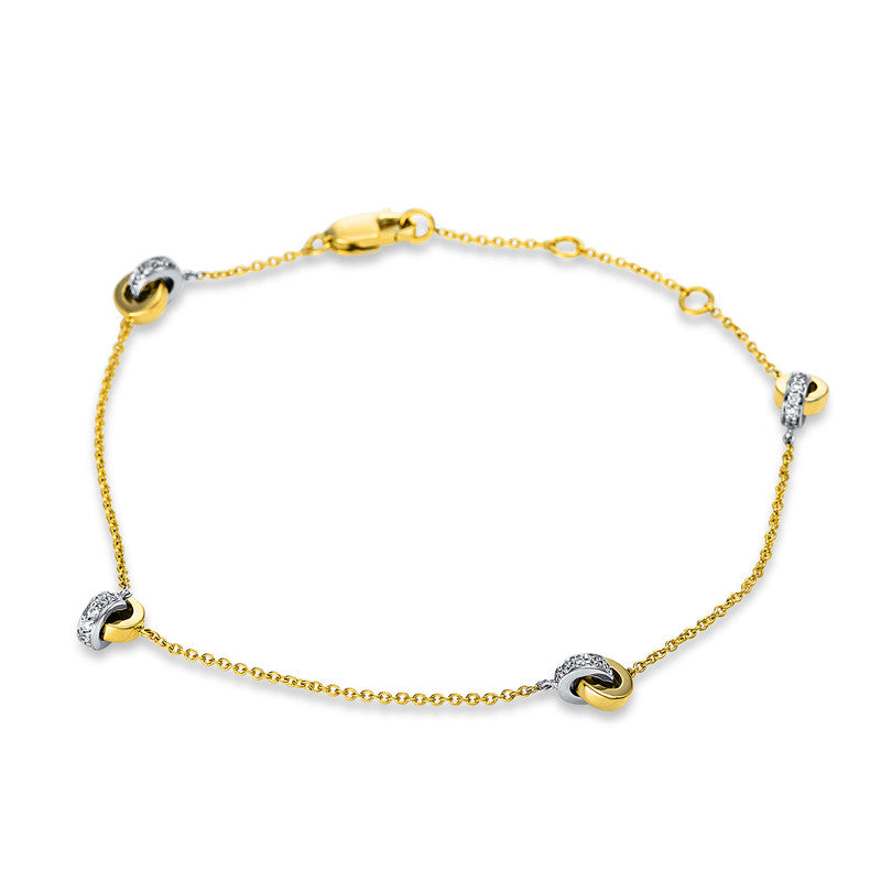 Armband 18 kt GG+WG, 44 Brill. 0,19 ct, W-si