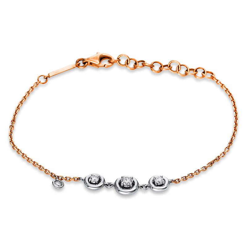Armband 18 kt RG+WG, 4 Brill. 0,29 ct, TW-si