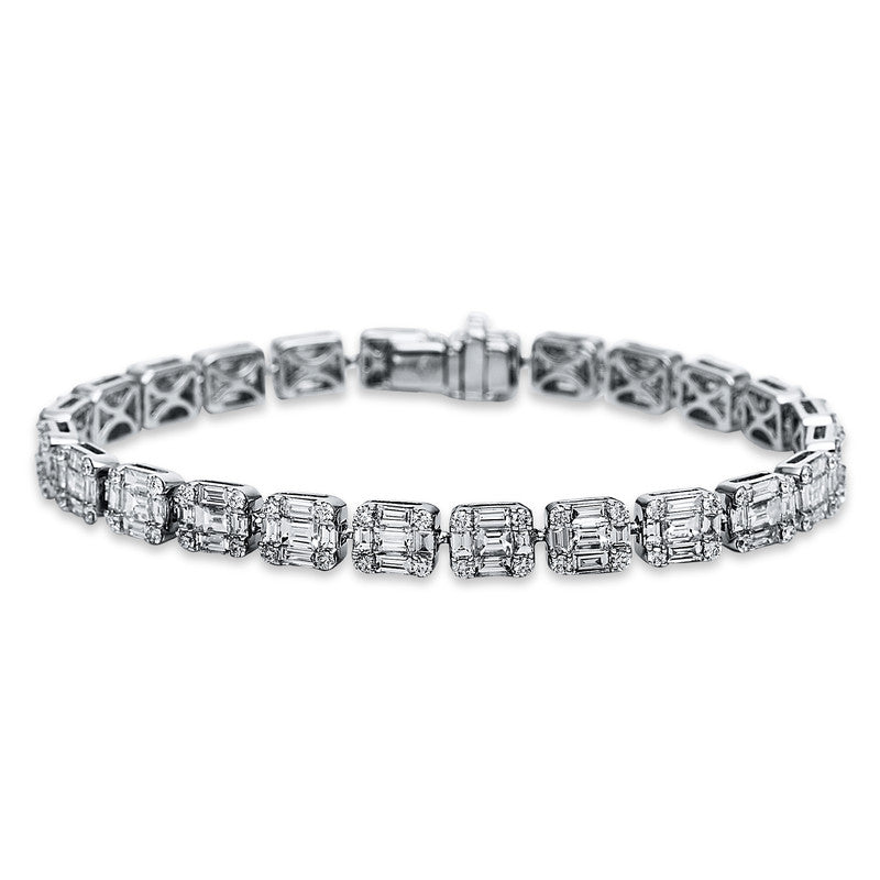 Armband 18 kt WG, 120 Trap. 6,32 ct, TW-vsi/si, 96 Brill. 1,34 ct, TW-vsi/si