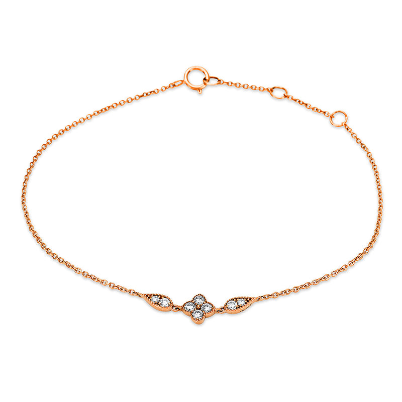 Armband 18 kt RG, mit ZÖ 15,2 cm + 16,5 cm, 8 Brill. 0,21 ct, TW-si