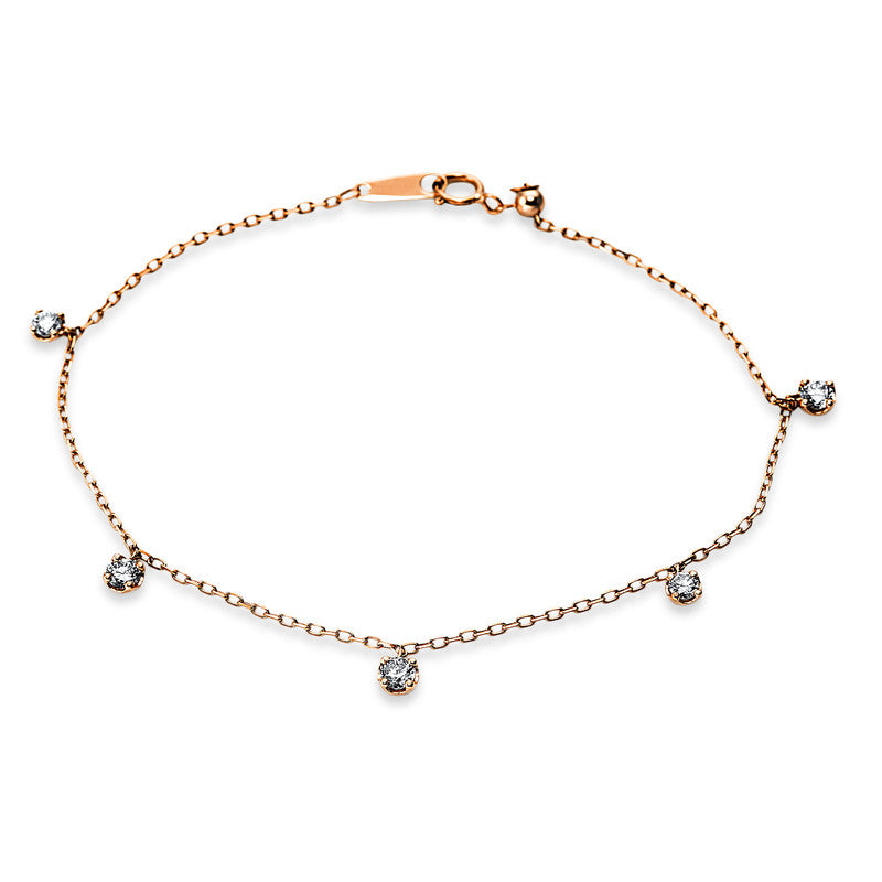 Armband 18 kt RG, 5 Brill. 0,55 ct, TW-si