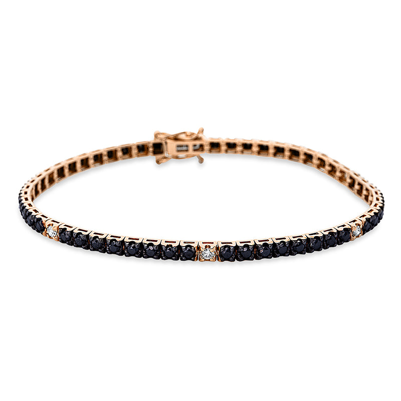 Armband 18 kt RG, teils schwarz rhodiniert, 5 Brill. 0,20 ct, TW-si, 51 Brill. 2,05 ct, schwarz