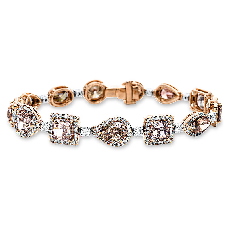 Arm. 18 kt R/W,13Br. 1,22 ct, 123Br. 0,88 ct, D-vsi, 154Bri. 0,95 ct, D-vvs/vs, 13Fant. 18,53 ct, braun