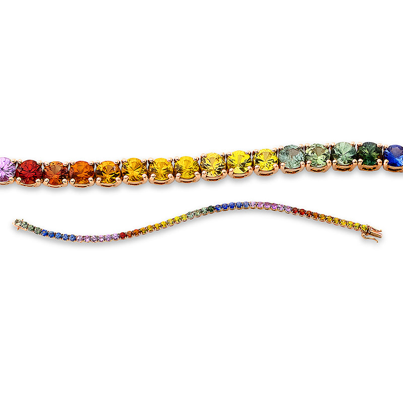 Armband 18 kt RG, 51 Saphire 8,54 ct fancy