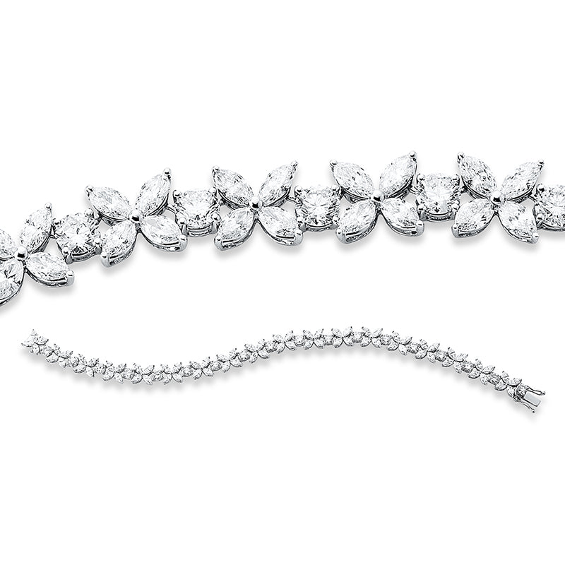 Armband 18 kt WG, 72 Nav. 6,49 ct, TW-si3, 18 Brill. 3,71 ct, TW-si3