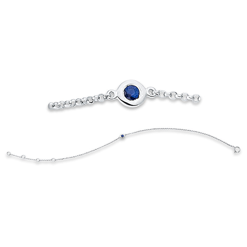 Armband 18 kt WG, 1 Saphir 0,05 ct blau