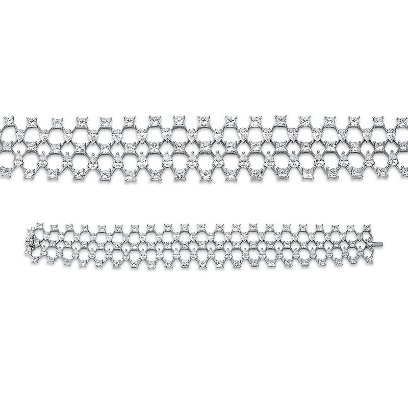 Armband 18 kt WG, 42 Tropfen 8,68 ct, TW-si, 63 Princ. 14,50 ct, TW-si, 12 Brill. 0,16 ct, TW-si