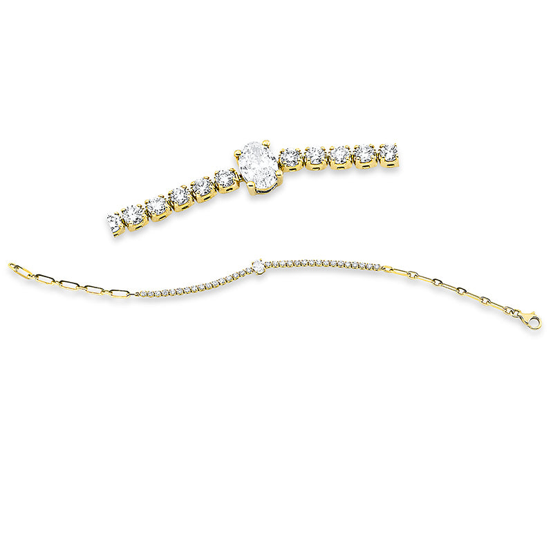Armband 18 kt GG, 1 Oval 0,25 ct, TW-si, 32 Brill. 0,86 ct, TW-si