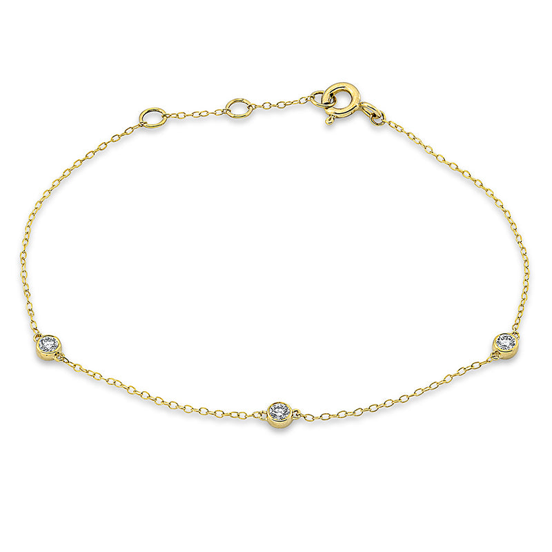 Armband 18 kt GG, mit ZÖ15.5 cm + 16.5 cm, 3 Brill. 0,15 ct, TW-si