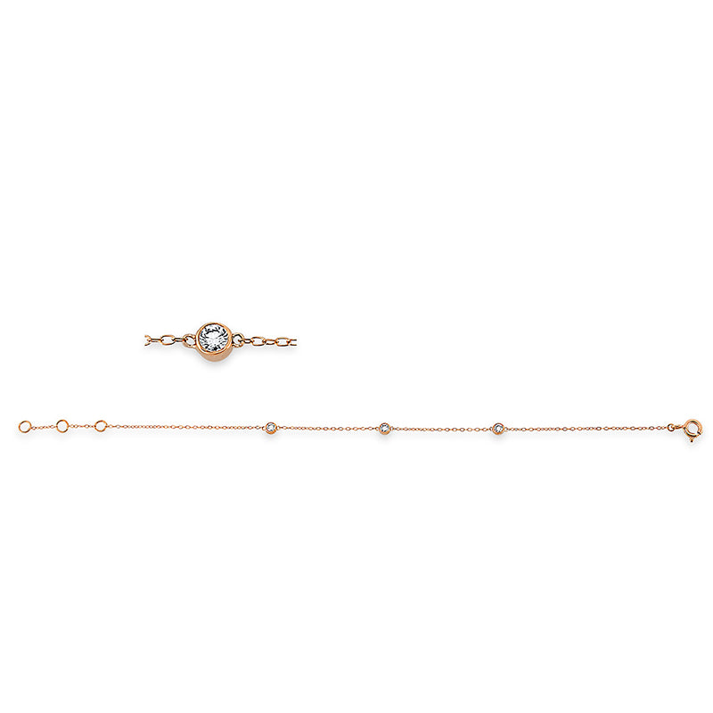 Armband 18 kt RG, mit ZÖ 15,5 cm + 16,5 cm, 3 Brill. 0,15 ct, TW-si