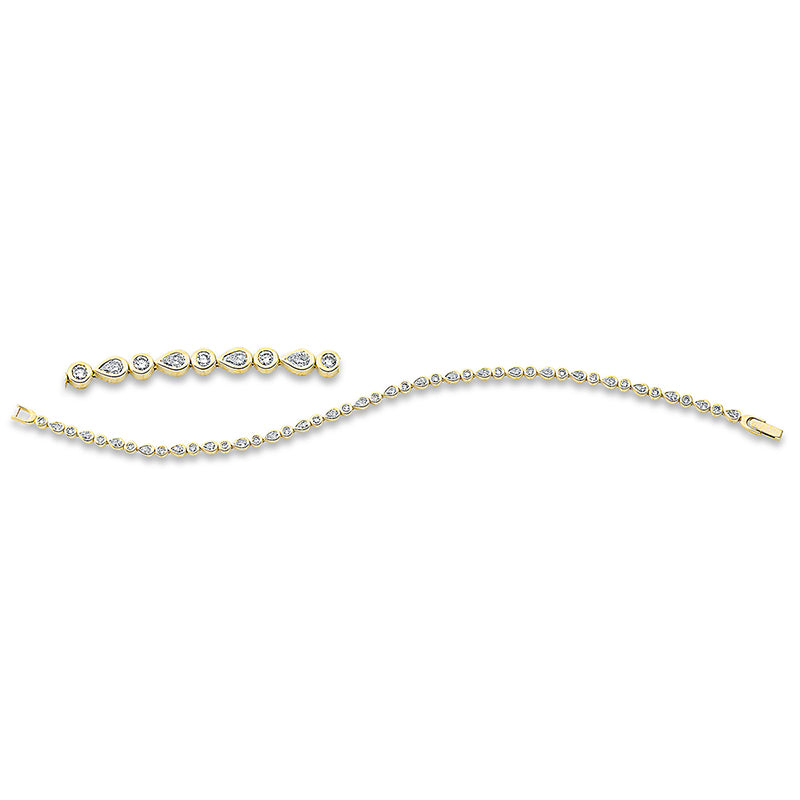 Armband 18 kt GG, 23 Brill. 0,73 ct, TW-si, 23 Tropfen 1,10 ct, TW-si