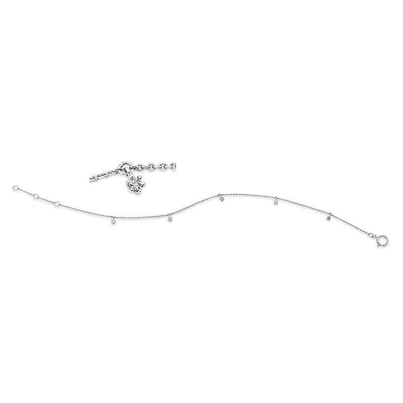 Armband 18 kt WG, mit ZÖ 16 cm + 17 cm, 5 Brill. 0,08 ct, TW-si
