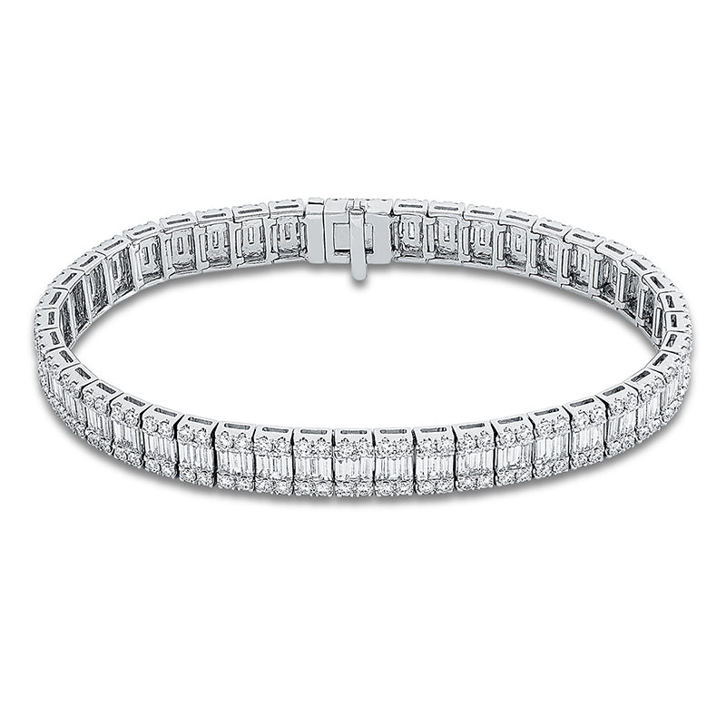 Armband 18 kt WG, 132 Bag. 3,85 ct, TW-si, 176 Brill. 3,30 ct, TW-si