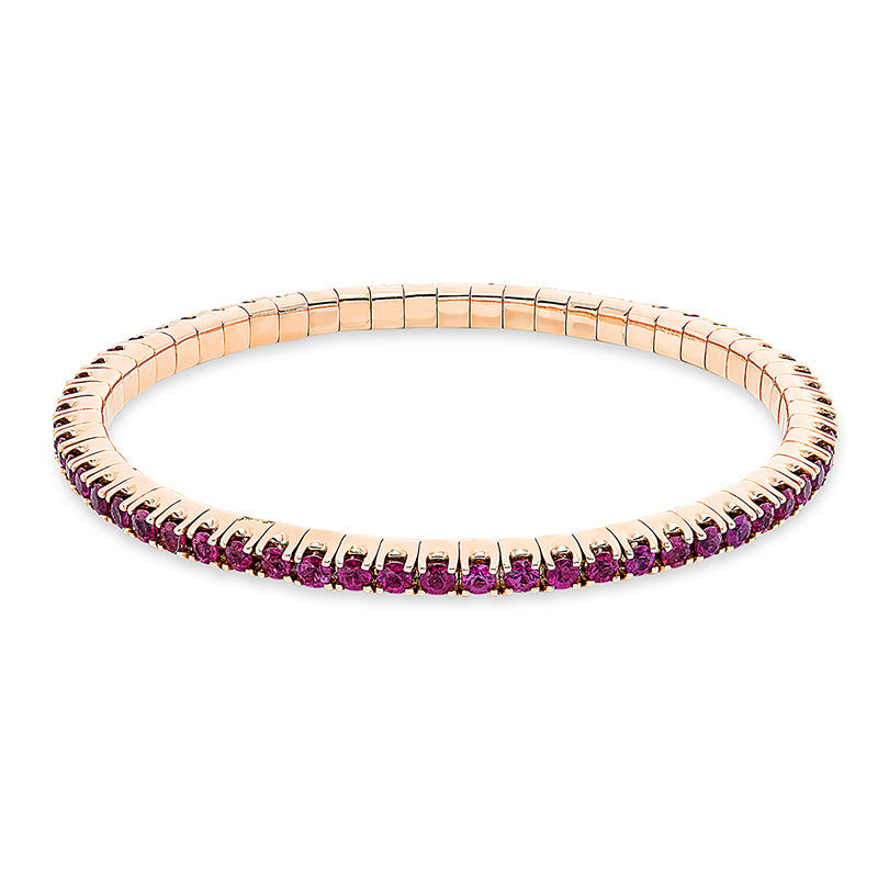 Armband 18 kt RG, Flex-Band, variabel, 59 Rubine 5,29 ct rot