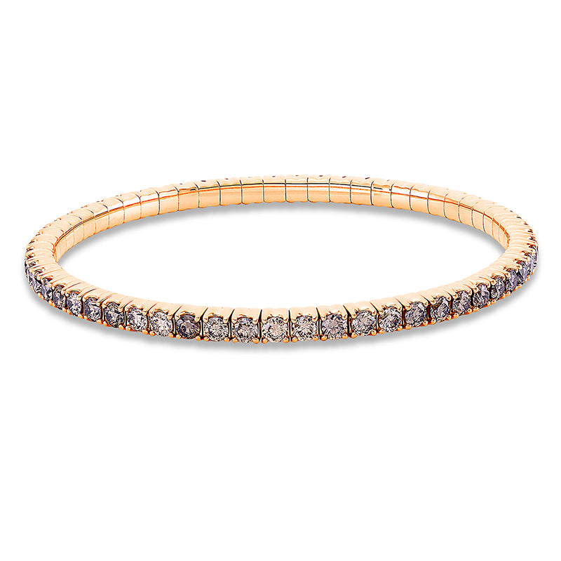 Armband 18 kt RG, Flex-Band, variabel, 59 Brill. 5,54 ct, braun