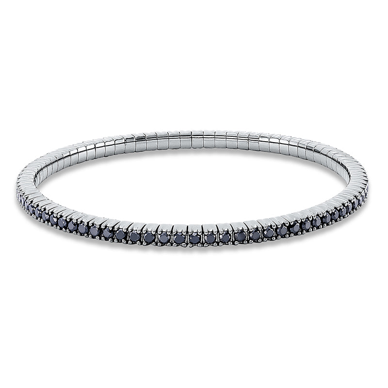 Armband 18 kt WG, Flex-Band, variabel, schw. rho, 81 Brill. 2,50 ct, schwarz