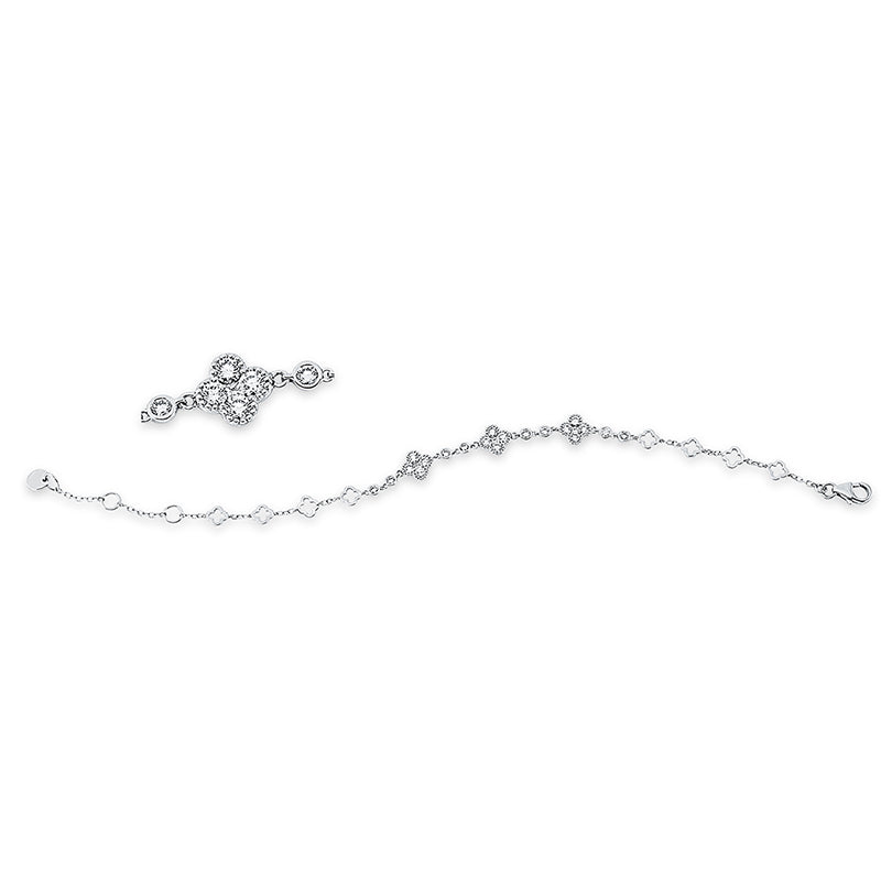 Armband 18 kt WG, mit ZÖ 15,2 cm + 14 cm, 3 Princ. 0,07 ct, TW-vsi, 20 Brill. 0,89 ct, TW-si