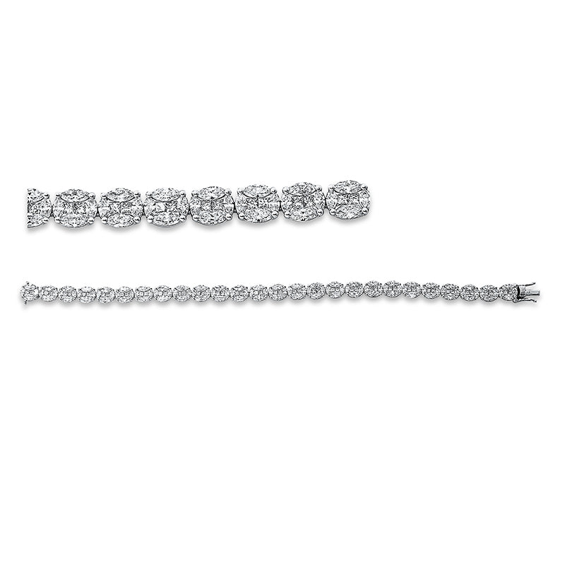 Armband 18 kt WG, 63 Nav. 2,77 ct, TW-si, 41 Nav. 3,18 ct, TW-si, 52 Princ. 1,67 ct, TW-si