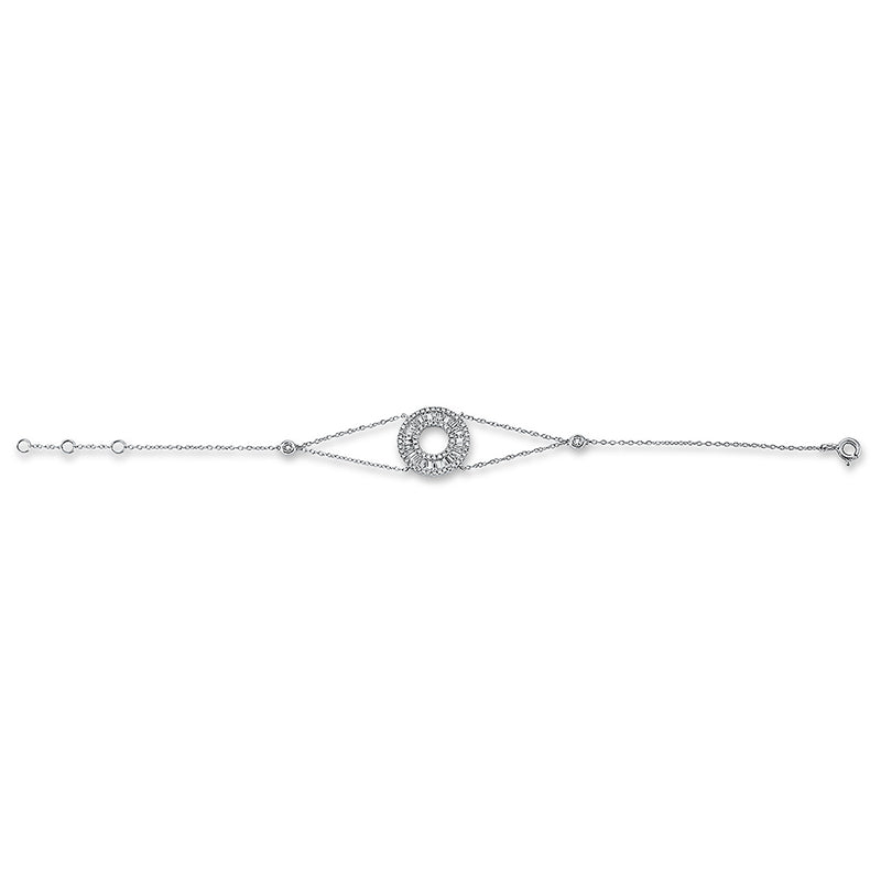 Armband 18 kt WG, mit ZÖ 15,5 cm + 16,5 cm, 179 Bag. 2,16 ct, TW-si, 142 Brill. 0,30 ct, TW-si