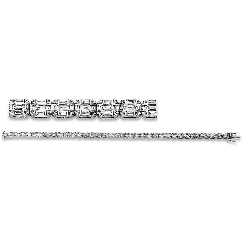 Armband 18 kt WG, 179 Bag. 2,16 ct, TW-si, 142 Brill. 0,30 ct, TW-si