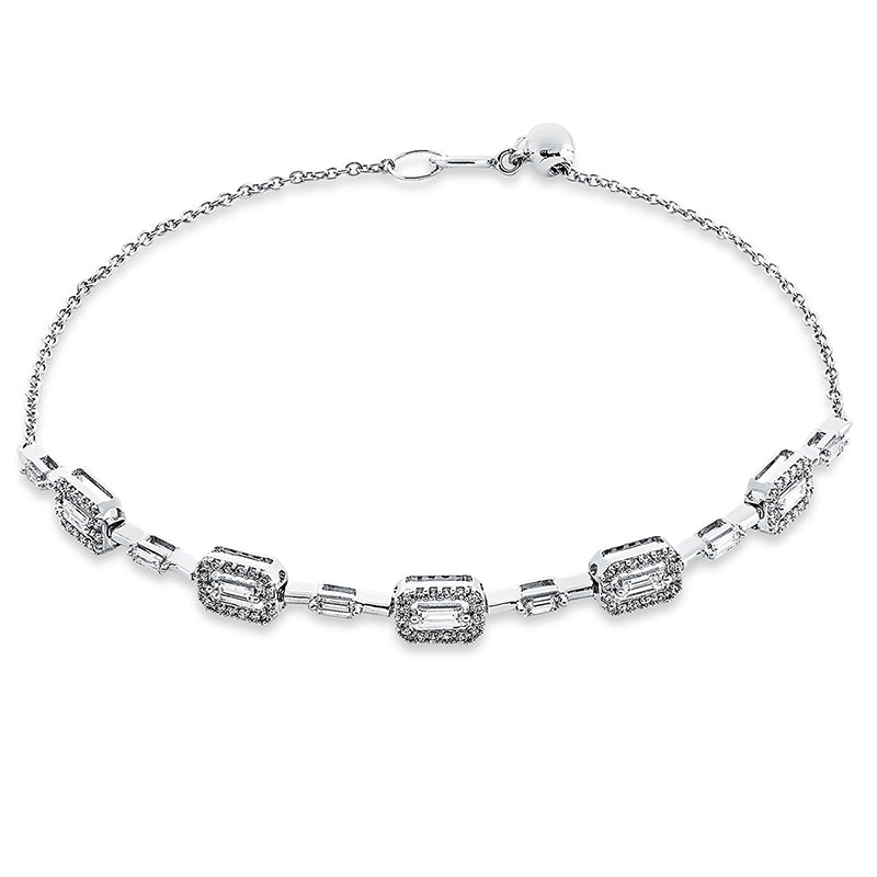 Armband 18 kt WG, 11 Bag. 0,42 ct, TW-si, 80 Brill. 0,20 ct, TW-si