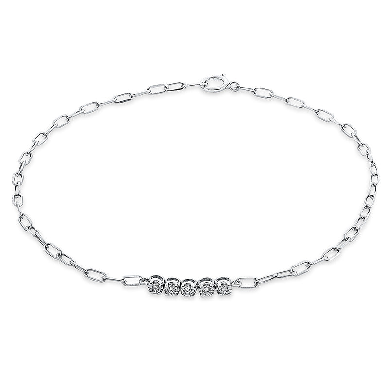 Armband 18 kt WG, 5 Brill. 0,12 ct, TW-si