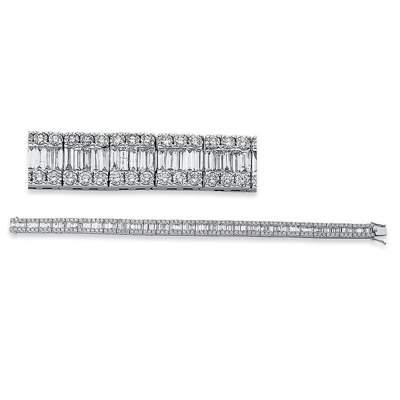 Armband 14 kt WG, 141 Bag. 5,03 ct, TW-si, 168 Brill. 5,00 ct, TW-si