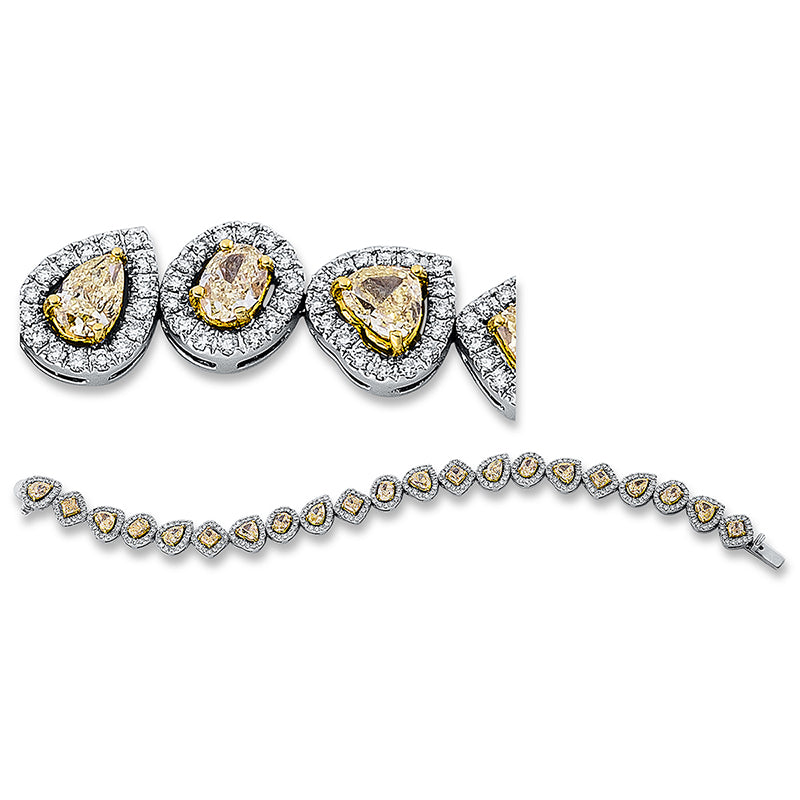Armband 18 kt WG+GG, 21 Dia. 5,57 ct, gelb-vsi, 331 Brill. 1,70 ct, F-vsi