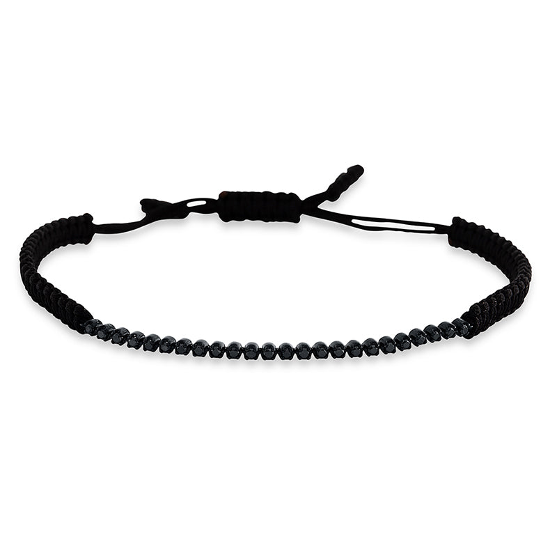 Armband 18 kt WG, schwarz rhodiniert, black cord, 24 Brill. 0,29 ct, schwarz