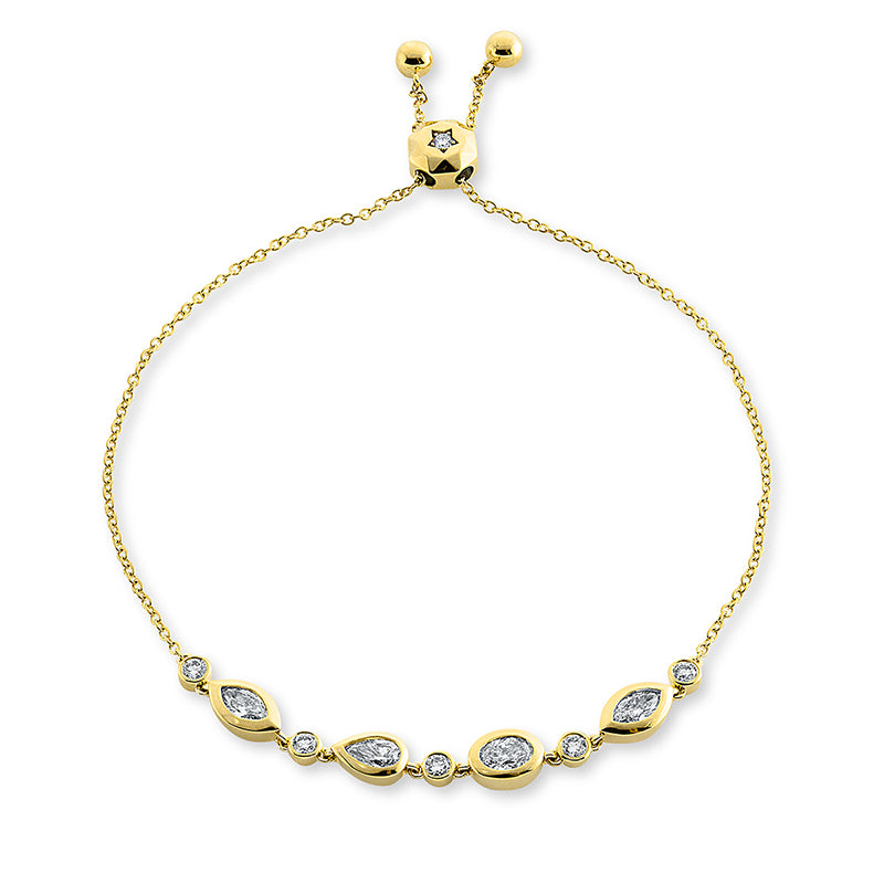 Armband 18 kt GG, 2 Nav. 0,37 ct, TW-si, 1 Tropfen 0,22 ct, TW-si, 1 Oval 0,26 ct, TW-si, 7 Brill. 0,31 ct, TW-si