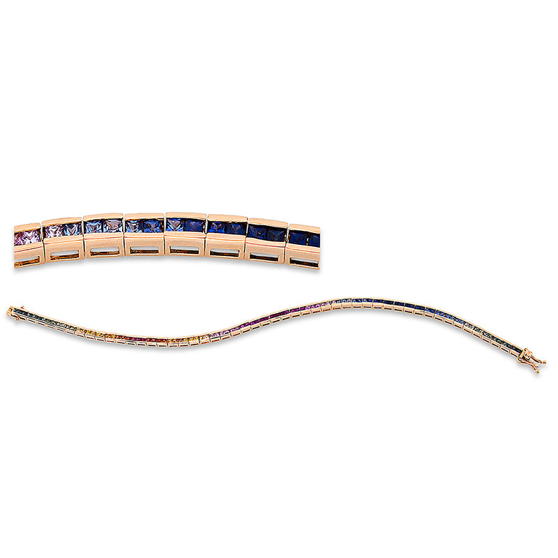 Armband 18 kt RG, 101 Saphire 2,54 ct fancy