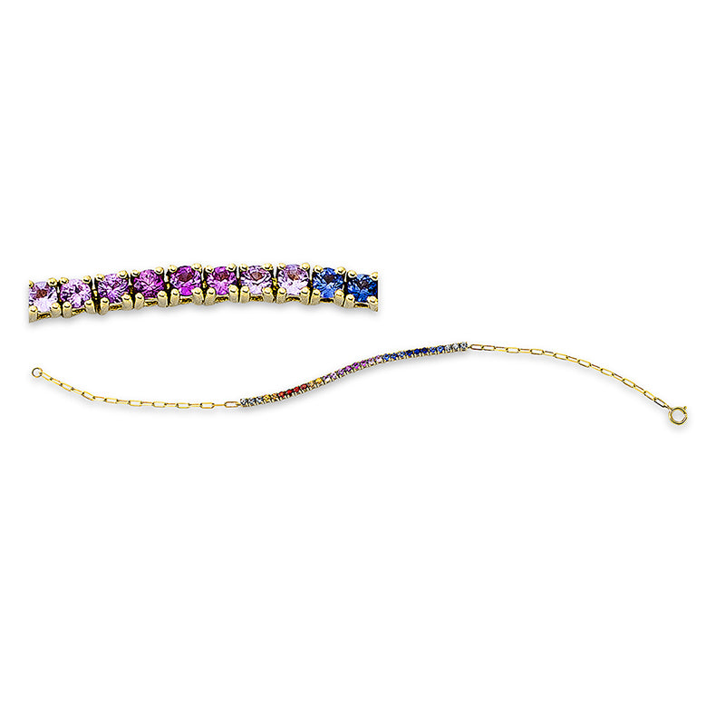 Armband 18 kt GG, 30 Saphire 0,89 ct fancy