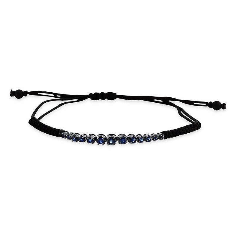 Armband 18 kt WG, Fassung schwarz rhodiniert, 5 Saphire 0,48 ct blau, 8 Saphire 0,24 ct blau, 2 Onyx 0,81 ct schwarz