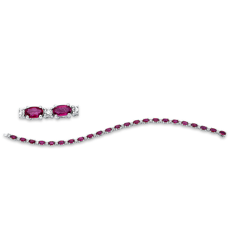 Armband 18 kt WG, 23 Brill. 1,16 ct, TW-si, 23 Rubine 6,92 ct rot