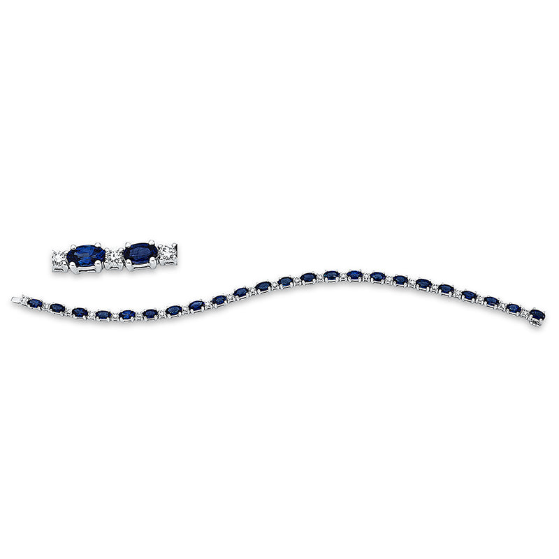 Armband 18 kt WG, 23 Brill. 1,14 ct, TW-si, 23 Saphire 7,34 ct blau