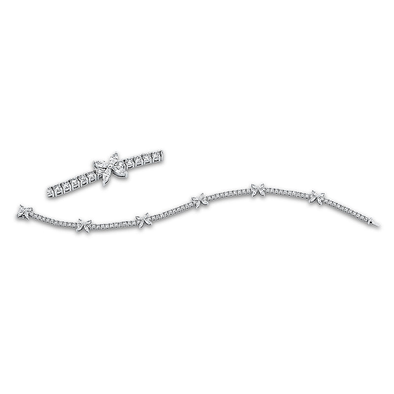 Armband 18 kt WG, 24 Nav. 0,84 ct, TW-si, 72 Brill. 2,04 ct, TW-si