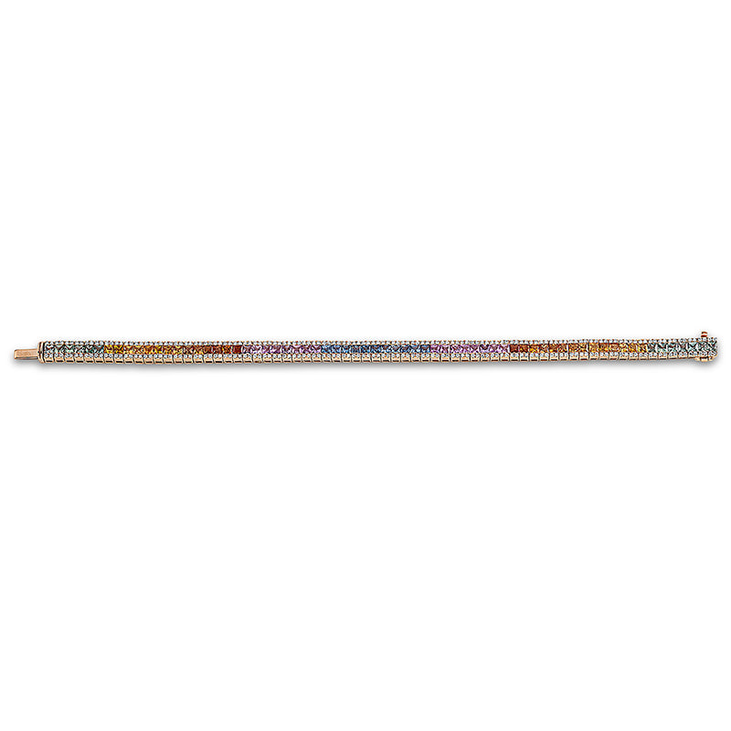 Armband 18 kt RG, 272 Brill. 1,22 ct, TW-vsi, 68 Saphire 7,72 ct multicolor